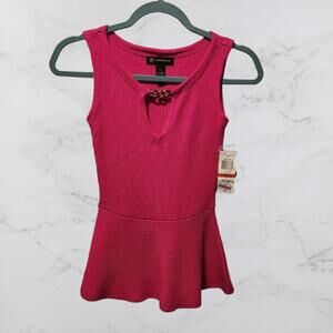 INC International Concepts Good Life Intense Pink Sleeveless Sweater Top NWT XS